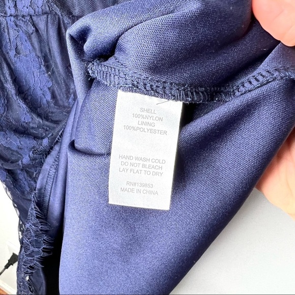 Bleuh Ciel Blue Floral Lace Sheer Cutout Mini Dress Size Small - Picture 4 of 14